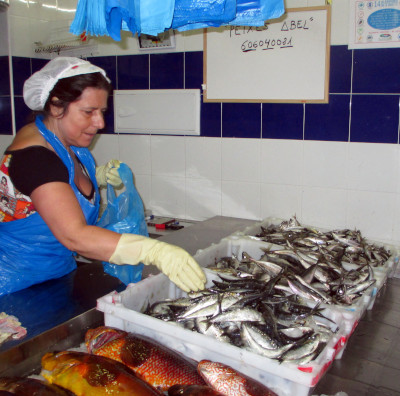 Peixera do Mercado vendendo sardias